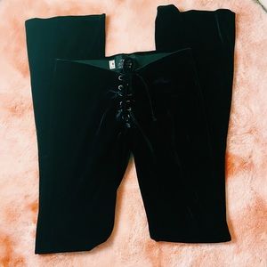 NWOT Black Velvet Pants Size Medium, Deviations Dress In Peace
